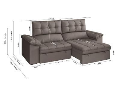 Sofá 6 Lugares Luizzi Capri Slim Retrátil Reclinável Suede 290cm