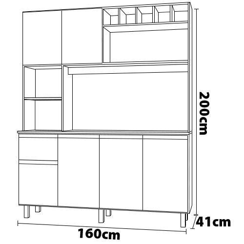 Cozinha Compacta Poliman Alice com 6 Portas, 1 Gaveta e 2 Prateleiras - 160cm de largura - 7