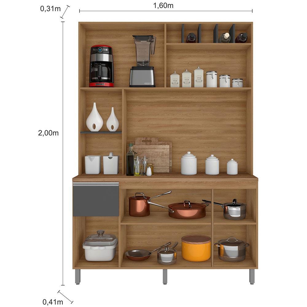 Cozinha Compacta Poliman Alice com 6 Portas, 1 Gaveta e 2 Prateleiras - 160cm de largura - 6
