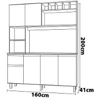 Cozinha Compacta Poliman Alice com 6 Portas, 1 Gaveta e 2 Prateleiras - 160cm de largura - 7