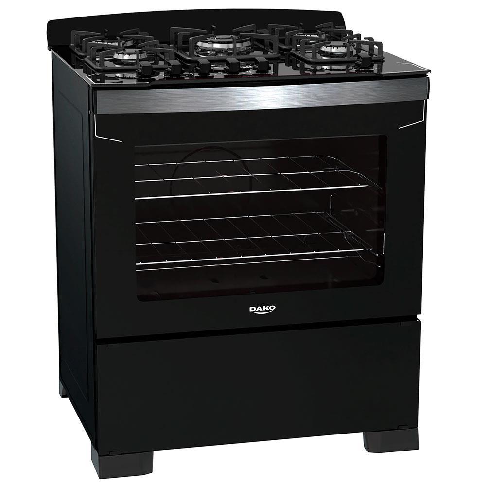 Fogão Dako 5 Bocas Diplomata com Mesa de Vidro, Acendimento Automático e Queimador Tripla Chama Bivolt – Preto - 1