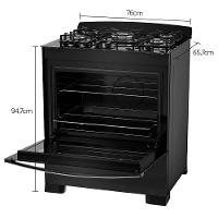 Fogão Dako 5 Bocas Diplomata com Mesa de Vidro, Acendimento Automático e Queimador Tripla Chama Bivolt – Preto - 6