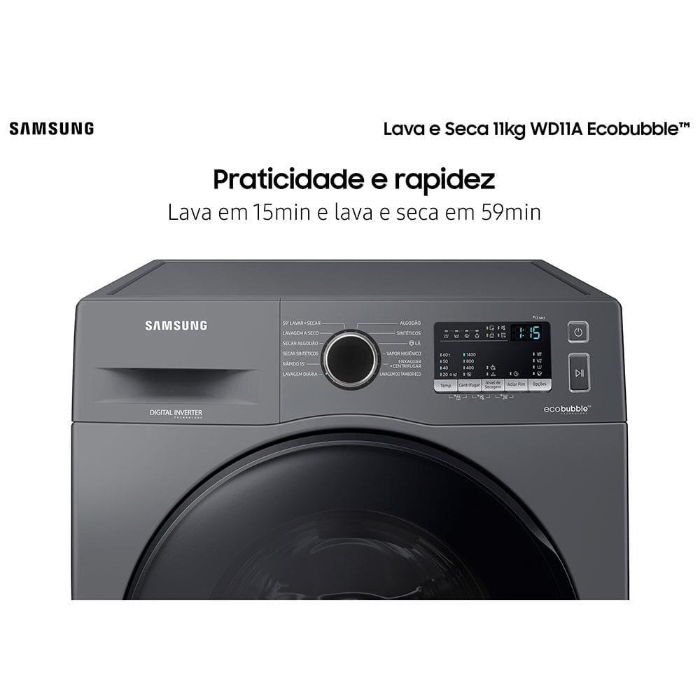 Lava e Seca Samsung WD11A 3 em 1 Inox Look com Ecobubble e Lavagem a Seco WD11A4453BX – 11 kg - 6