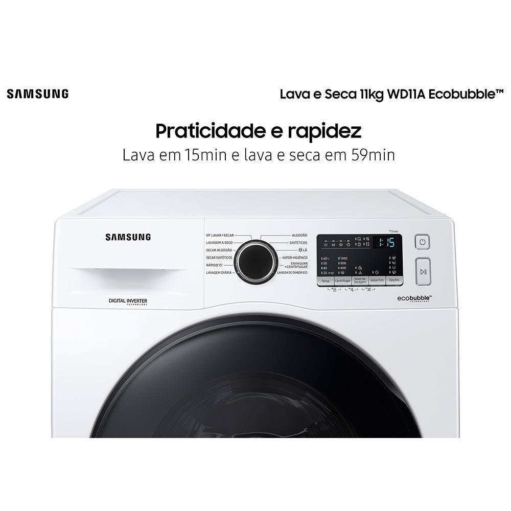 Lava e Seca Samsung WD11A 3 em 1 Branca com Ecobubble e Lavagem a Seco WD11A4453BW – 11 kg - 6
