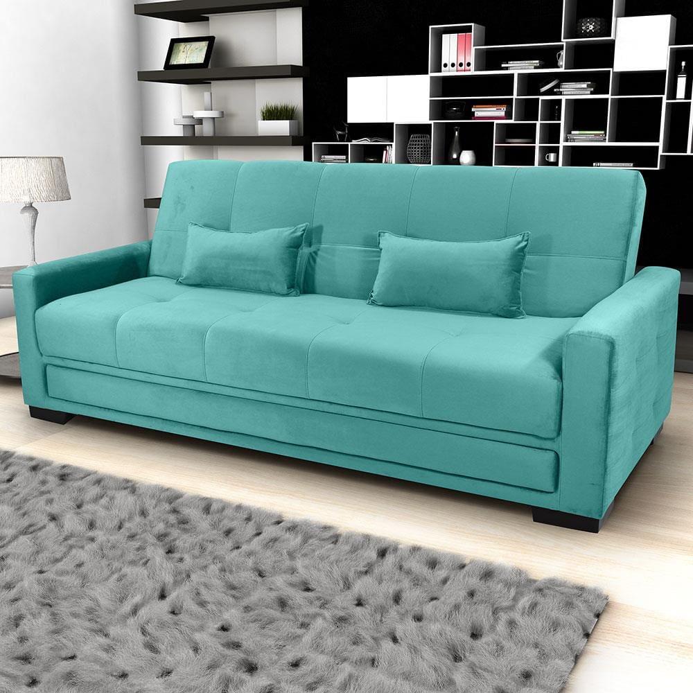 Sofá-Cama 3 Lugares Matrix Grazi Revestido em Veludo - 206cm de largura - 1