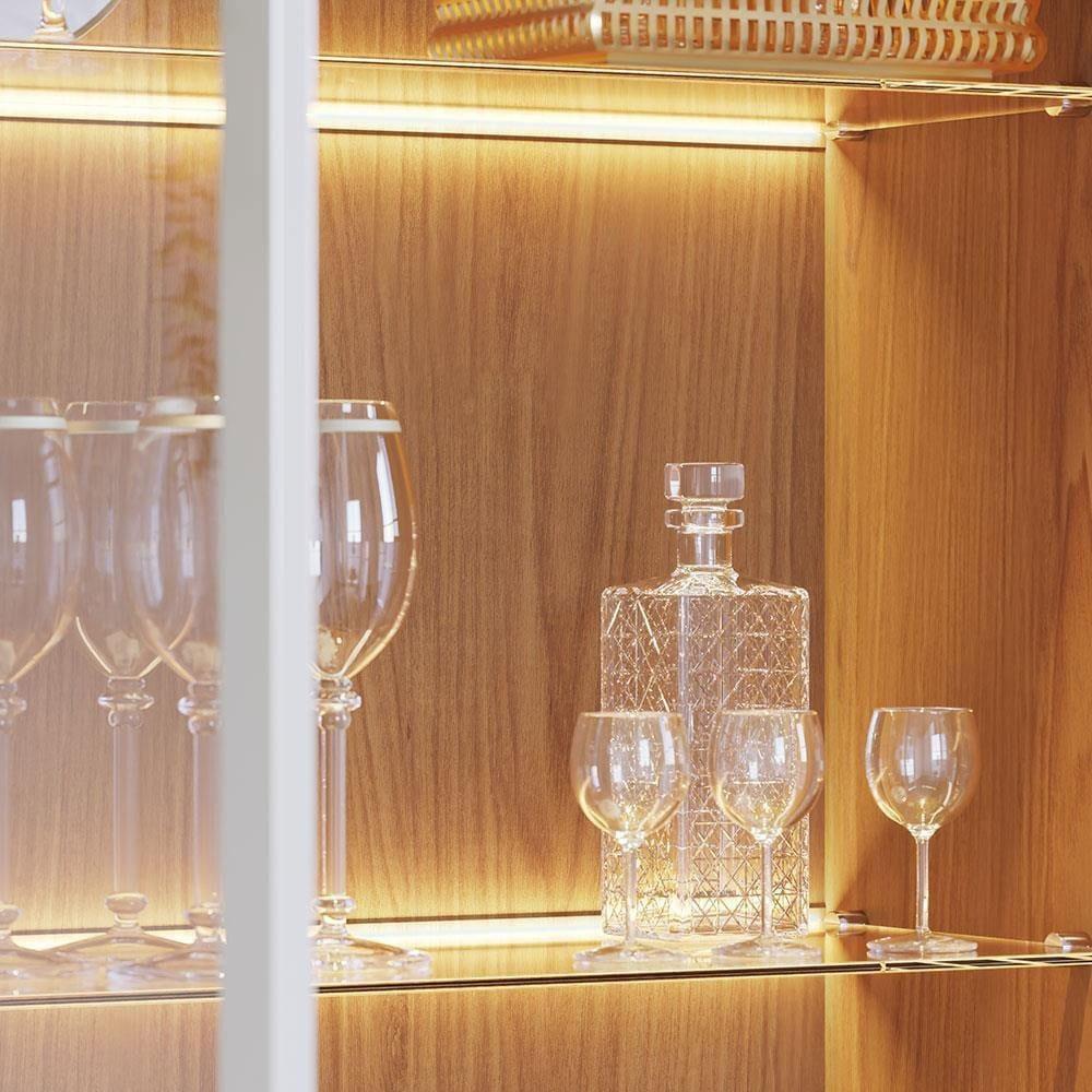 Cristaleira Colibri Guanabara MDP com 3 Prateleiras, 2 Portas de Vidro, 1 Gaveta e 1 Adega - 8