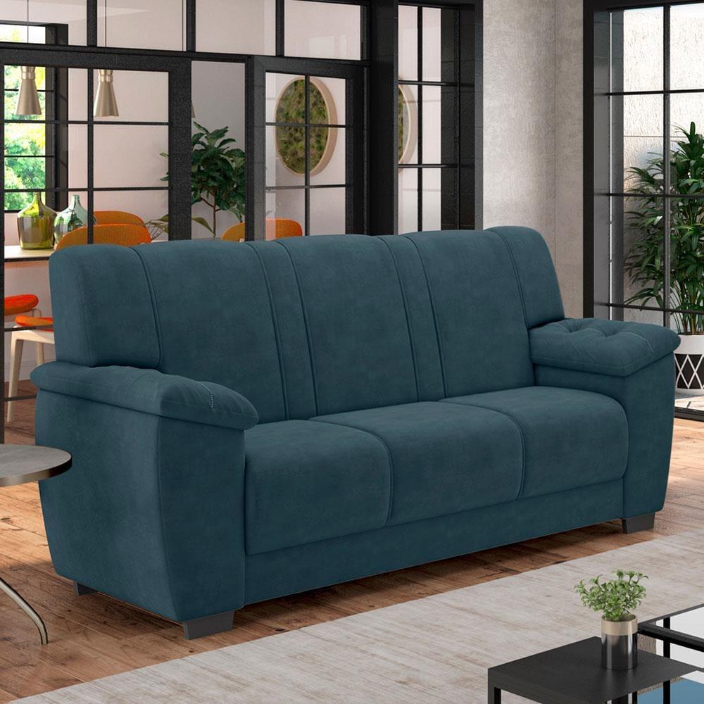 Sofá 3 Lugares Luizzi Roma II com 175cm de Largura e Revestido em Veludo - 1