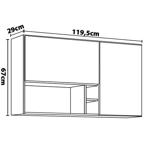 Armário Aéreo Demóbile Firenze com 2 Portas, 2 Prateleiras e Nicho - 4