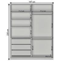 Guarda-Roupa Nova Mobile Moon com 2 Portas de Correr, 3 Gavetas e 6 Prateleiras