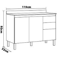 Balcão Demóbile Firenze com 3 Portas, 2 Gavetas e 1 Prateleira - 4