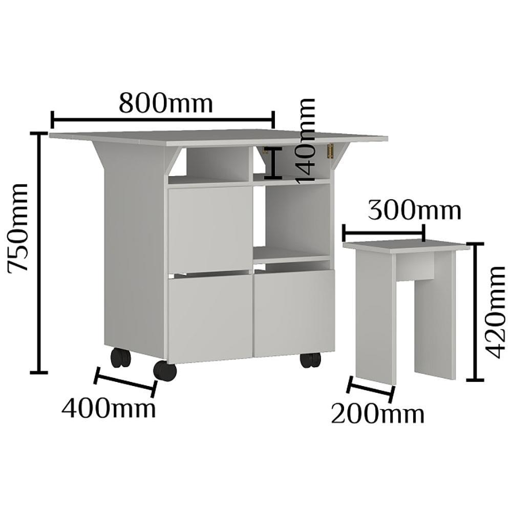 Mesa Retangular Nova Móbile Moove com 4 Bancos, Prateleira e Tampo Dobrável - 6