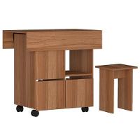 Mesa Retangular Nova Móbile Moove com 4 Bancos, Prateleira e Tampo Dobrável - 2