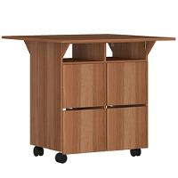 Mesa Retangular Nova Móbile Moove com 4 Bancos, Prateleira e Tampo Dobrável