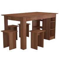 Mesa Retangular Nova Móbile Multi com 4 Bancos, Nicho e Prateleira - 2