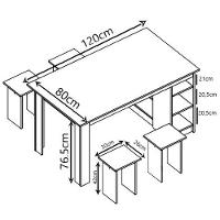 Mesa Retangular Nova Móbile Multi com 4 Bancos, Nicho e Prateleira - 4