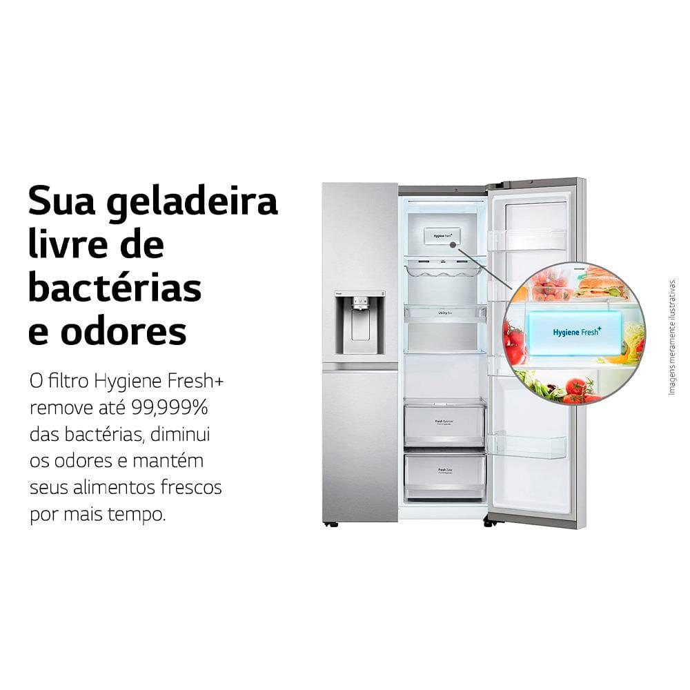 Geladeira LG Frost Free 598L Side by Side Inverter GC-X257CSH Tecnologia InstaView e Uvnano Aço Escovado - 8