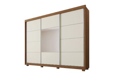 Guarda-Roupa Casal Mademarques Spazio 3 Portas de Correr Espelho 4 Gavetas