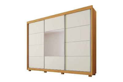 Guarda-Roupa Casal Mademarques Spazio 3 Portas de Correr Espelho 4 Gavetas