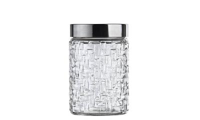 Pote de Vidro Euro Home Rattan com Tampa Inox 1?L para Mantimentos