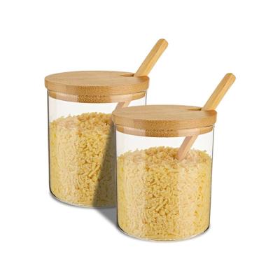 Pote de Vidro Euro Home Slim 300ml com Tampa e Colher Bambu 2 Peças