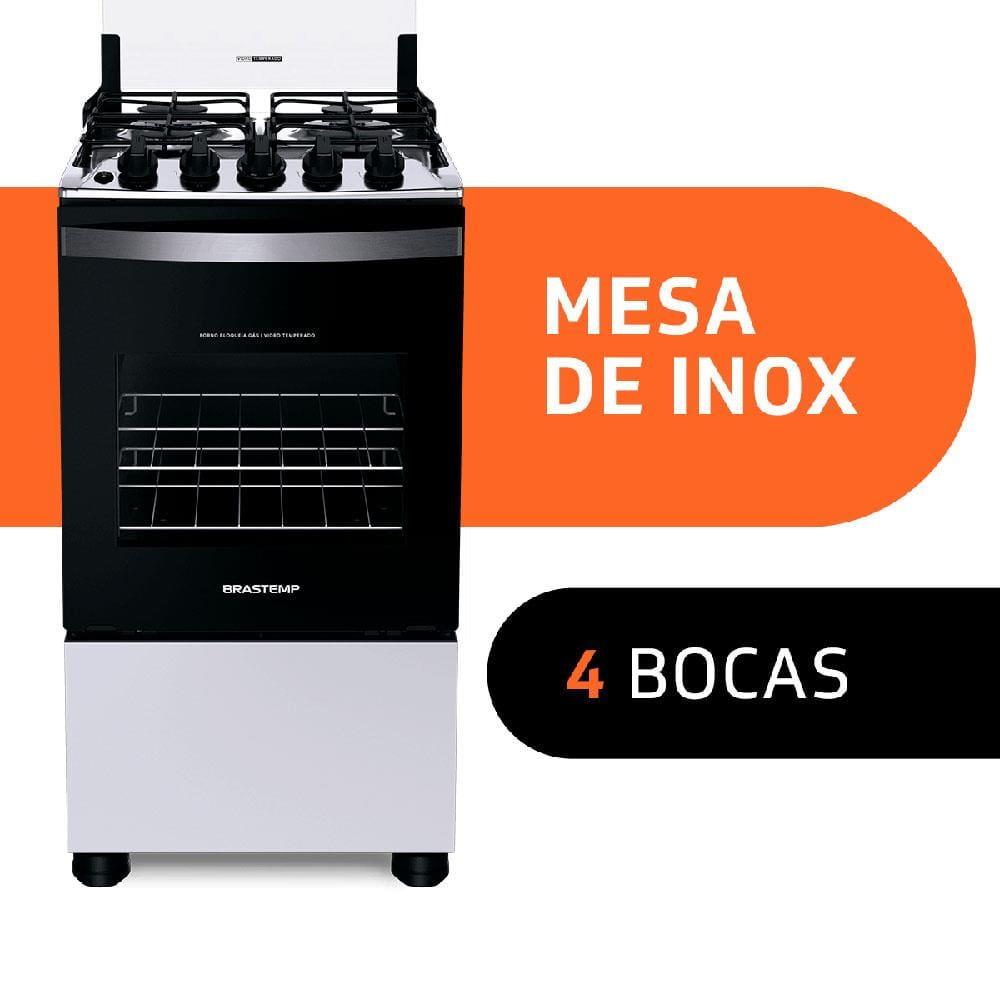 Fogão Brastemp 4 Bocas BFO4NBB Clean com Mesa de Inox, 2 Prateleiras Ajustáveis e Acendimento automático Bivolt – Branco - 2