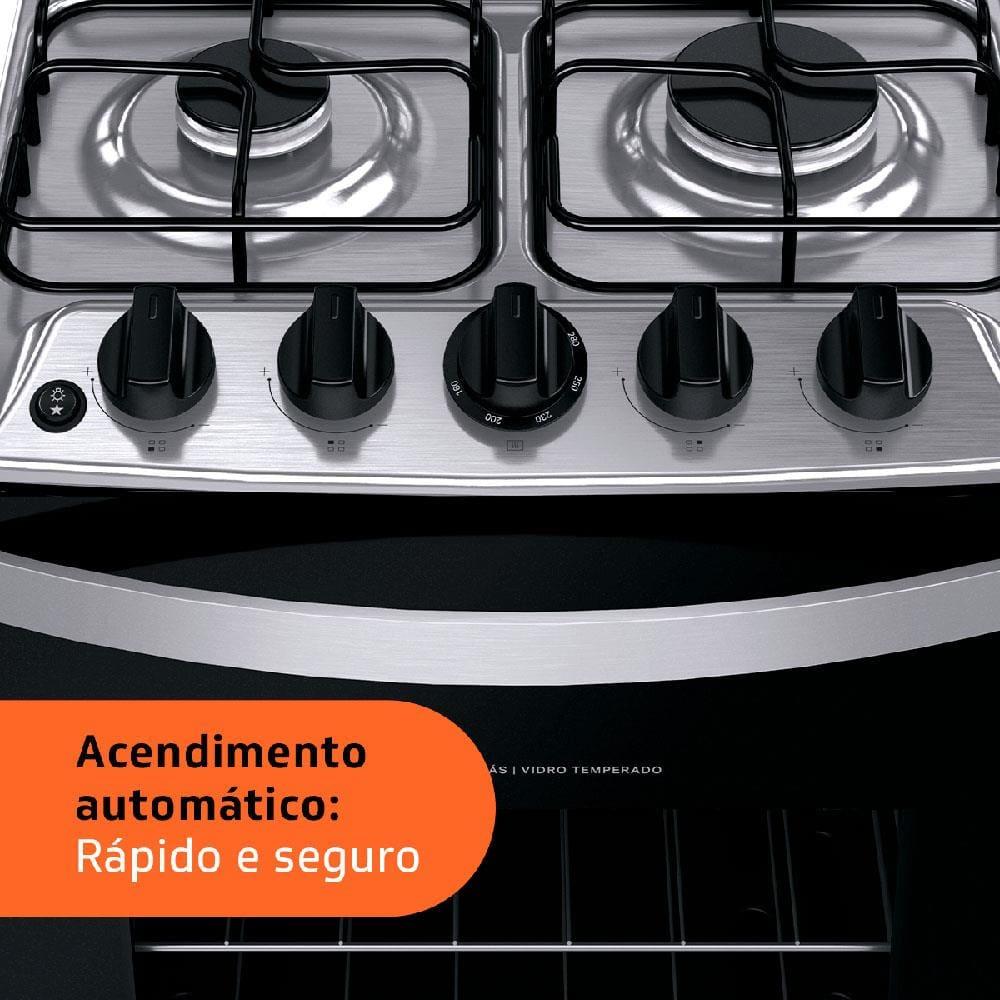 Fogão Brastemp 4 Bocas BFO4NBB Clean com Mesa de Inox, 2 Prateleiras Ajustáveis e Acendimento automático Bivolt – Branco - 4