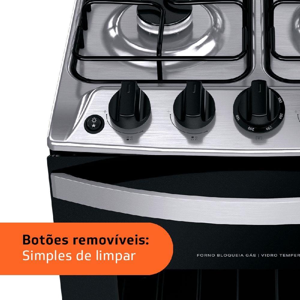 Fogão Brastemp 4 Bocas BFO4NBB Clean com Mesa de Inox, 2 Prateleiras Ajustáveis e Acendimento automático Bivolt – Branco - 5