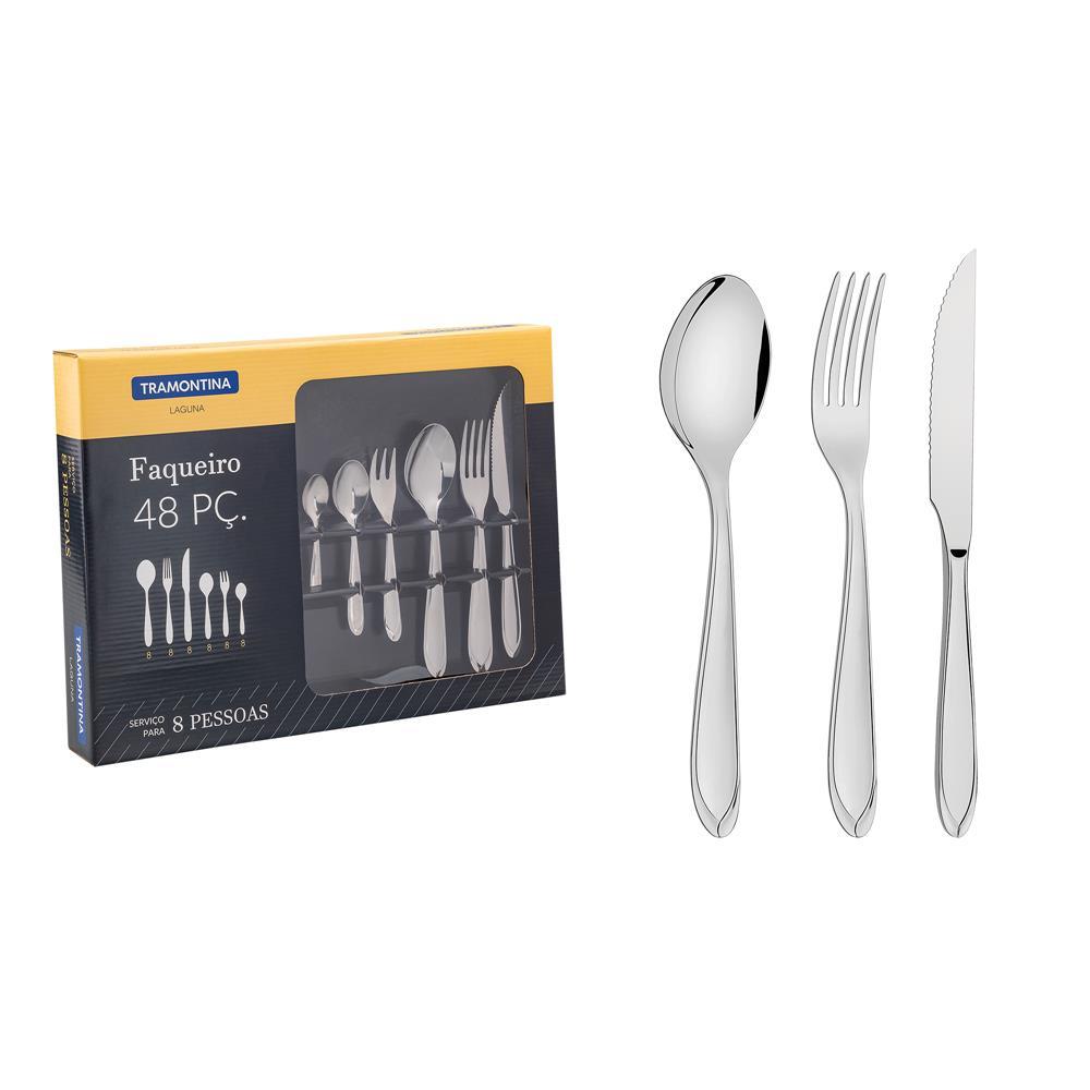 Faqueiro 48 Peças Tramontina Laguna em Aço Inox com Alto Brilho - 1