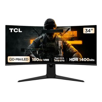 Monitor Gamer Curvo 34” WQHD TCL 34R83Q QD Mini LED 180Hz 1ms FreeSync Premium