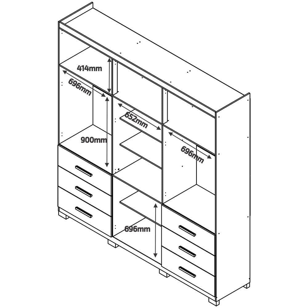 Guarda-Roupa Bartira Santiago com 6 Portas e 6 Gavetas Externas - 209,2cm de Largura - 8