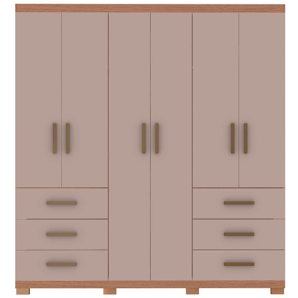 Guarda-Roupa Bartira Santiago com 6 Portas e 6 Gavetas Externas - 209,2cm de Largura - 2
