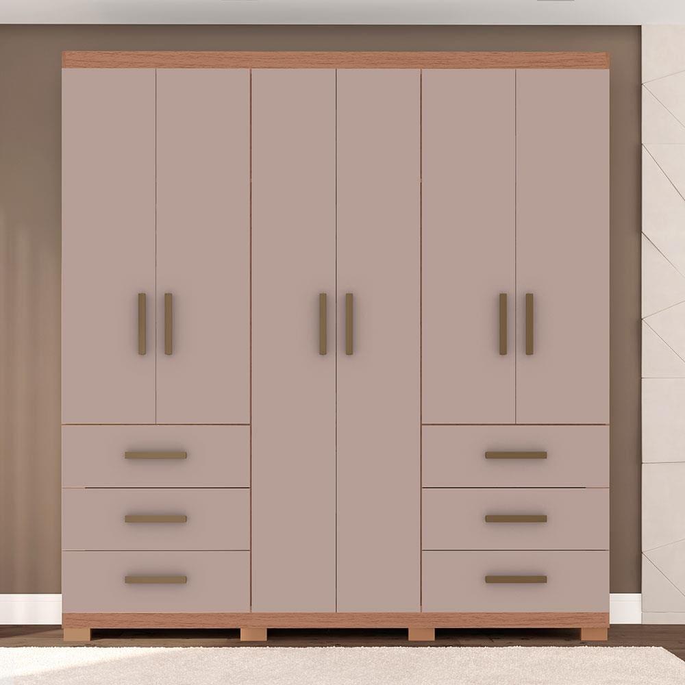 Guarda-Roupa Bartira Santiago com 6 Portas e 6 Gavetas Externas - 209,2cm de Largura - 1