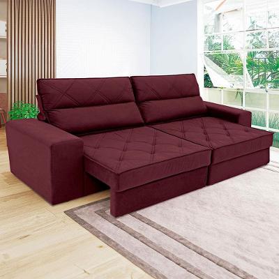 Sofá 4 Lugares Linoforte Fassatti Retrátil e Reclinável Revestido em Tecido Suede com 230cm de Largura