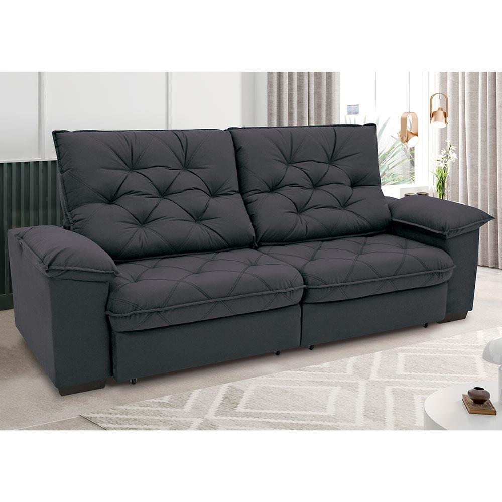 Sofá 4 Lugares Linoforte Luggero Retrátil e Reclinável Revestido em Tecido Suede - 230cm de largura - 3