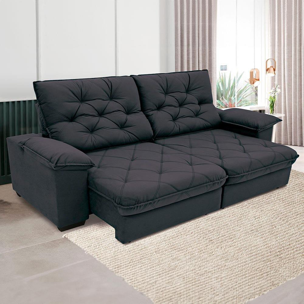 Sofá 3 Lugares Linoforte Luggero Retrátil e Reclinável Revestido em Tecido Suede com 200cm de Largura - 1