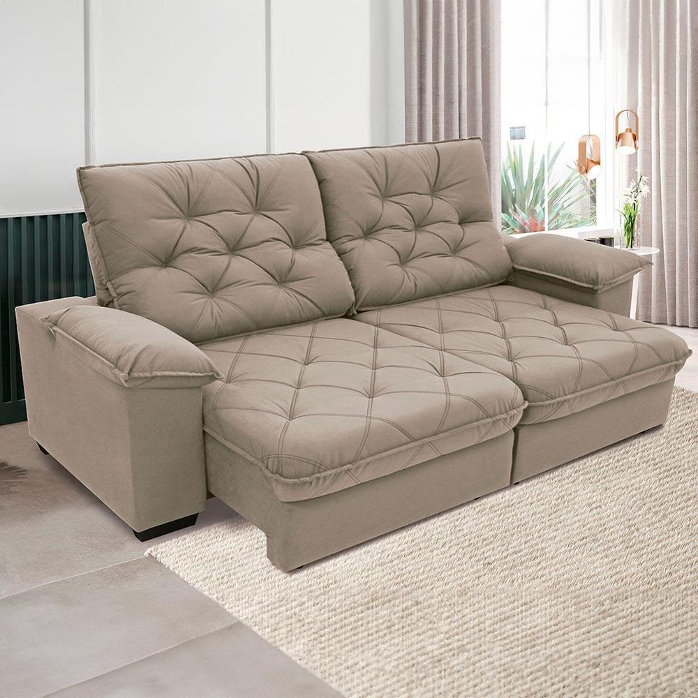 Sofá 3 Lugares Linoforte Luggero Retrátil e Reclinável Revestido em Tecido Suede com 200cm de Largura - 1
