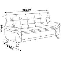 Sofá 3 Lugares Linoforte Arezzo Revestido em Suede com 202cm de Largura - 5