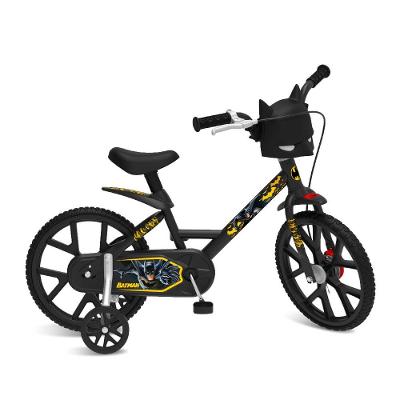 Bicicleta Infantil Bandeirantes Batman Aro 14 com Rodinhas Freio Tambor Quadro em Aço