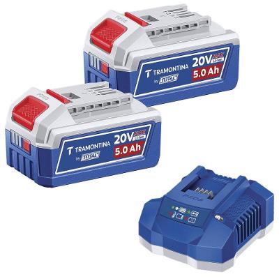 Kit 2 Baterias Tramontina by Total 20V 5,0Ah Lithium-Ion + Carregador 4,0A Bivolt