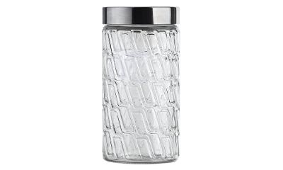 Pote de Vidro Euro Home Mosaico com Tampa Inox 1,5L para Mantimentos