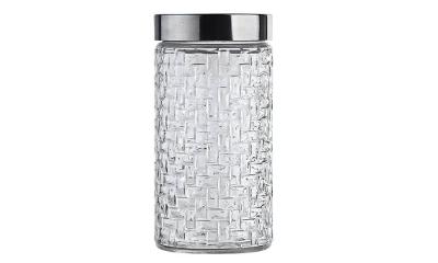 Pote de Vidro Euro Home Rattan com Tampa Inox 1,5?L para Mantimentos