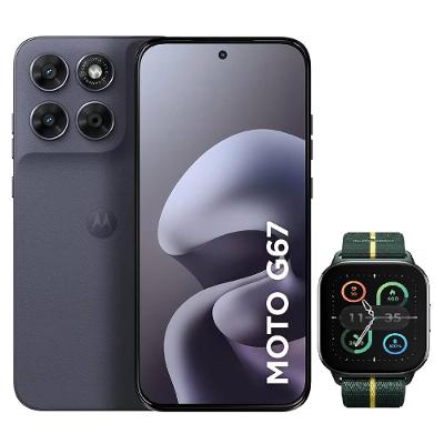 Smartphone Motorola Moto G67 6.8” 256GB 5G Artic Seal + Moto Watch Fit Verde