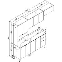 Cozinha Completa Bartira Joy com 11 Portas, 2 Gavetas, 5 Prateleiras e Nicho para Micro-ondas - 244,5cm de largura - 9