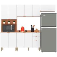 Cozinha Completa Bartira Joy com 11 Portas, 2 Gavetas, 5 Prateleiras e Nicho para Micro-ondas - 244,5cm de largura - 2