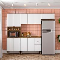 Cozinha Completa Bartira Joy com 11 Portas, 2 Gavetas, 5 Prateleiras e Nicho para Micro-ondas - 244,5cm de largura - 1