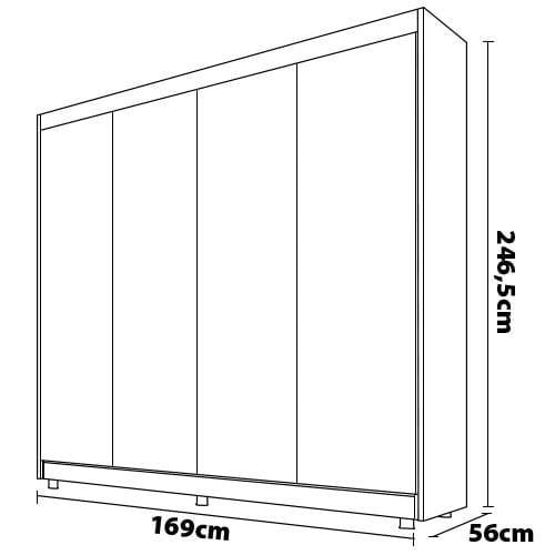 Guarda-Roupa Europa Palermo com 169 cm de Largura, 4 Portas e 3 Gavetas - 6
