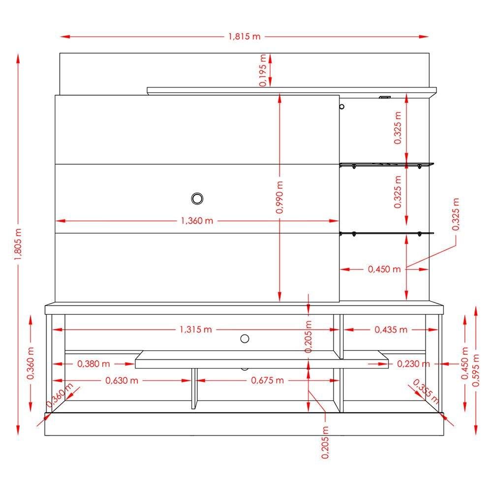 Estante Home Madetec Alan com 181,5 cm de Largura, Ideal para TV de Até 55” - 6