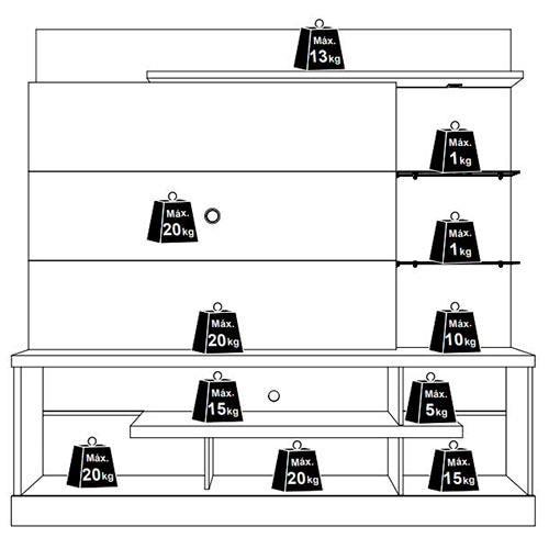 Estante Home Madetec Alan com 181,5 cm de Largura, Ideal para TV de Até 55” - 7