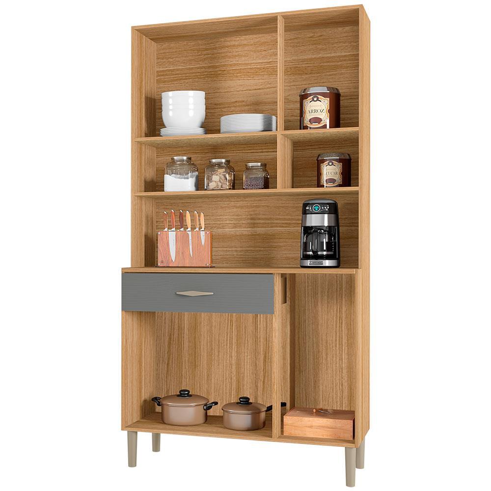 Cozinha Compacta Kits Paraná Golden com 6 Portas, 1 Gaveta e 1 Prateleira - 91cm de largura - Freijó/Patina - 3