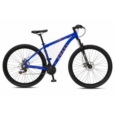 Bicicleta Aro 29 Colli Collina 21 Marchas Shimano Freio a Disco Quadro em Alumínio Azul e Laranja